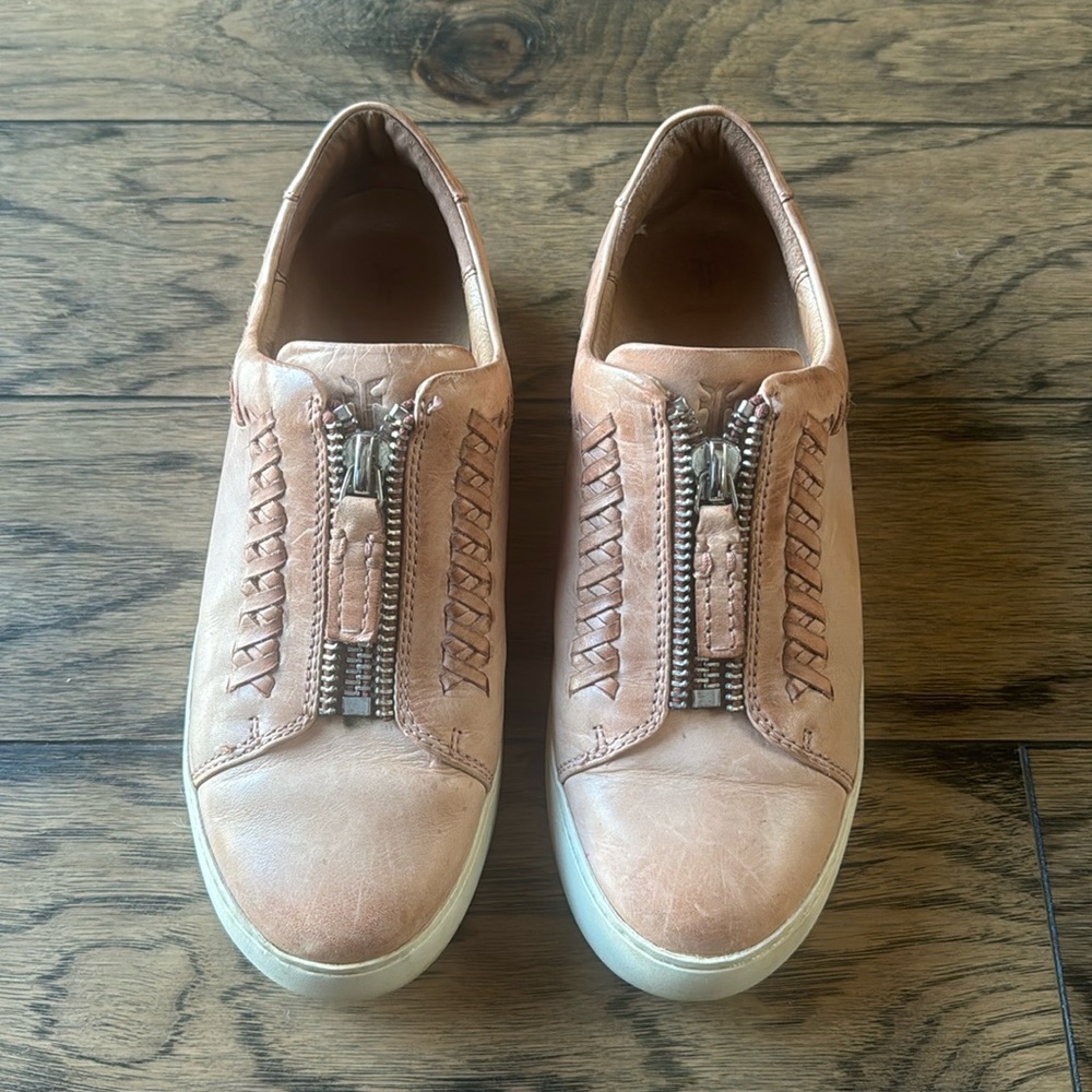 Frye Lena Leather Zipper Sneakers 8